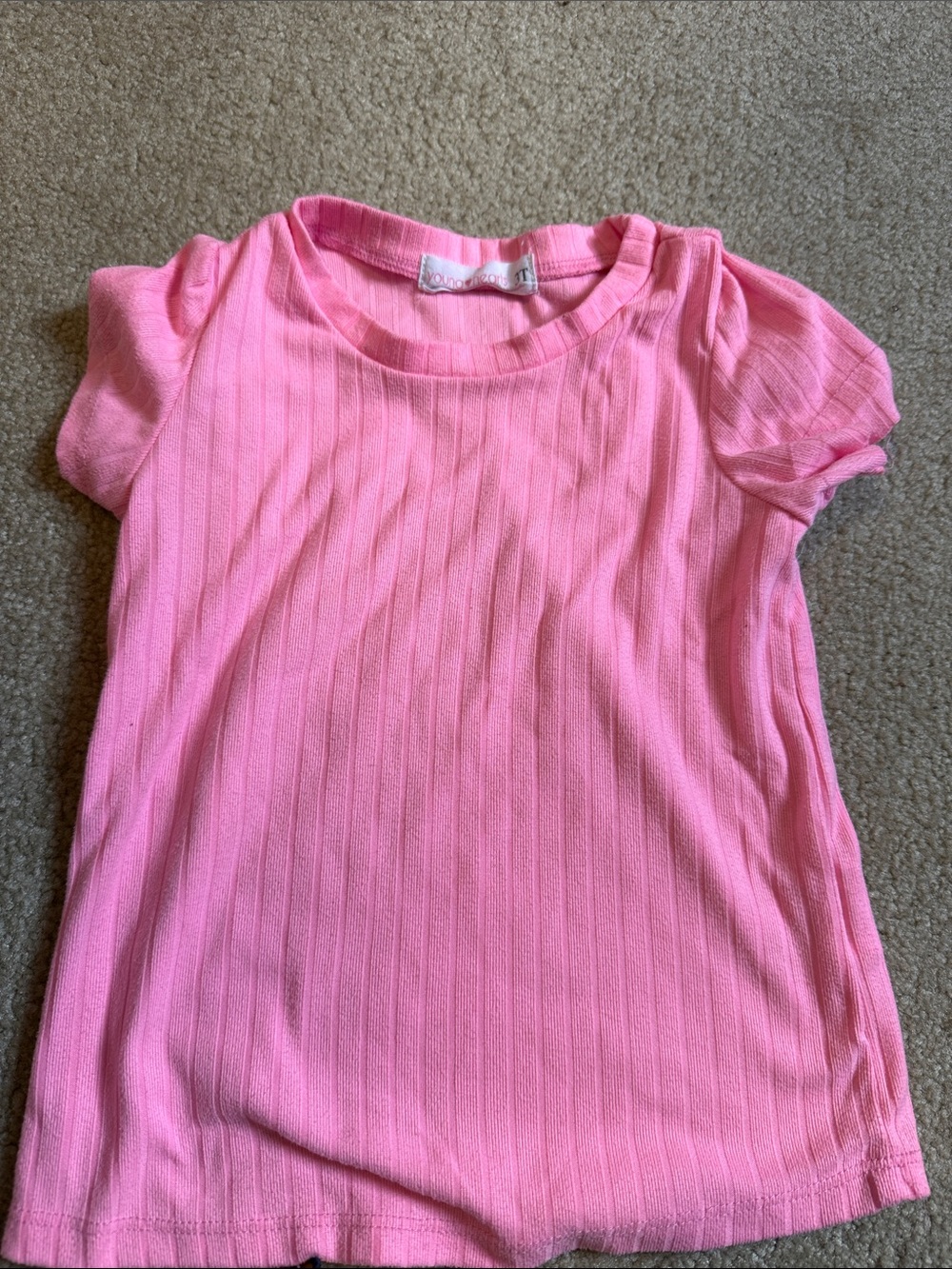Girls' Pink Short Sleeve Ribbed Tee